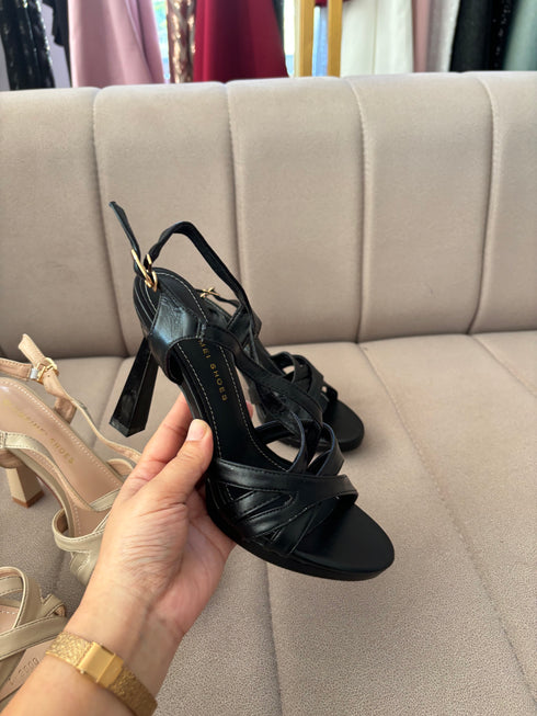 Women Trendy Criss Cross Straps Buckle Closure High Heels